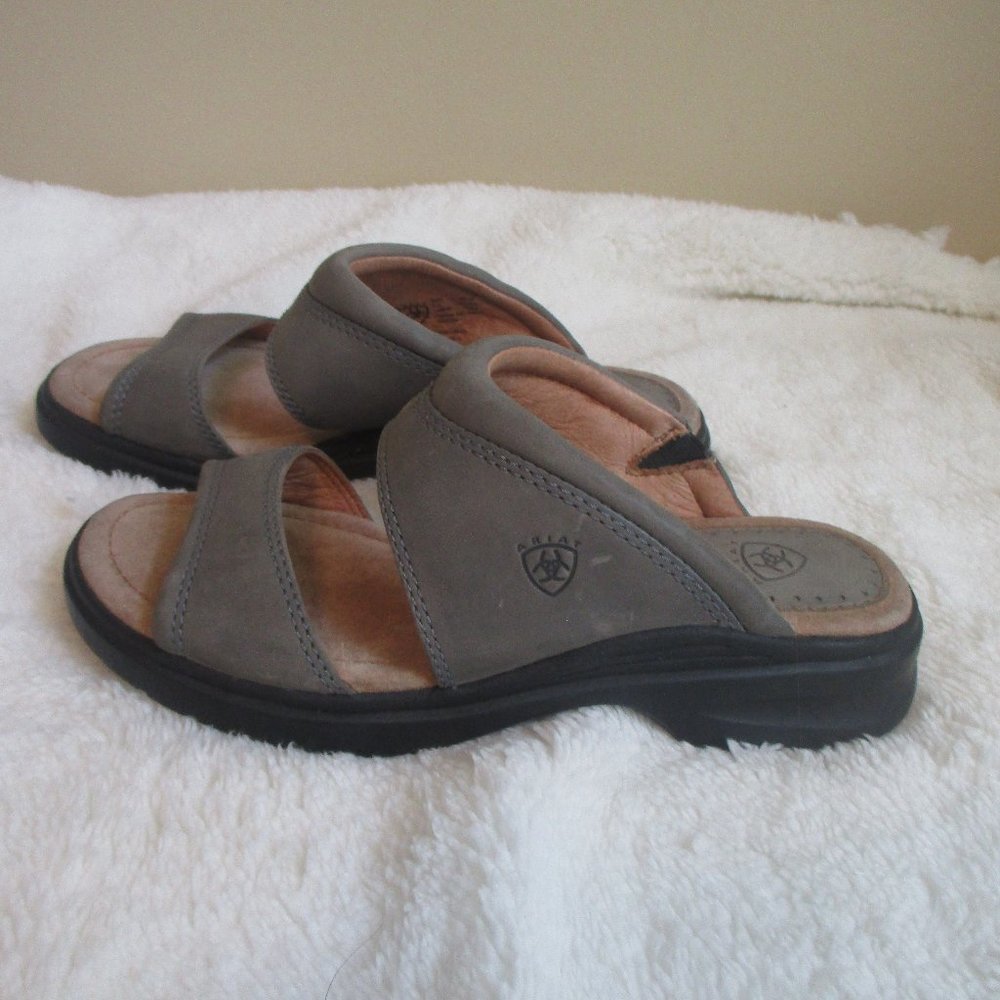 Ariat Gray leather sandals slides size 5.5 US